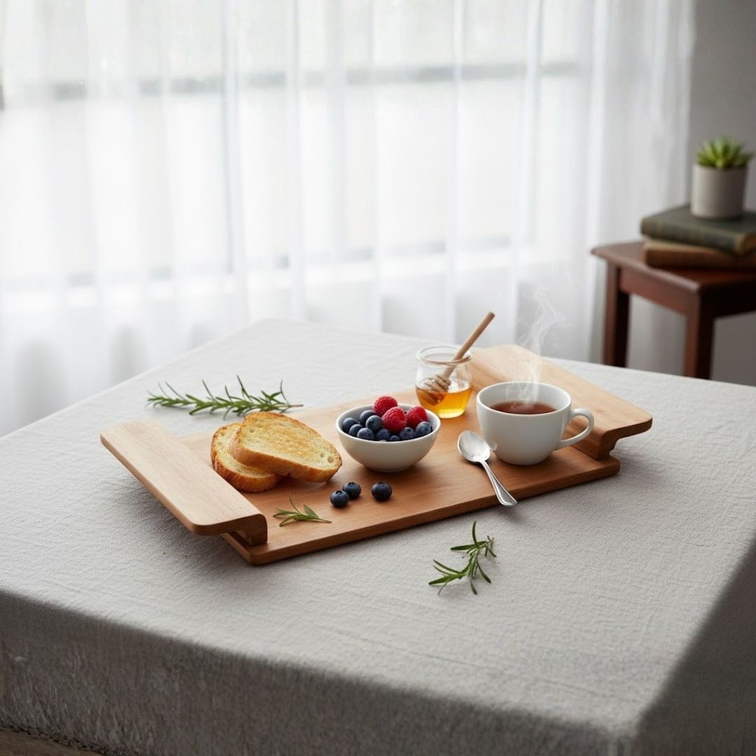 Elegant Wood Handle Tray for Dining Excellence